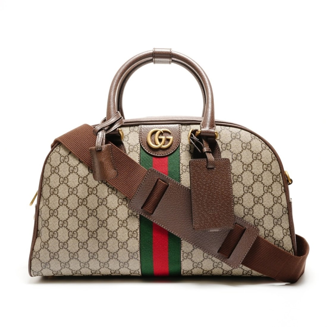 Gucci GG Supreme Duffle Bag/Boston Bag, 2-Way Handbag, 723309, Brown: --- Catalog ---Category: SizeSize (HxWxD): 24cm x 40.5cm x 13cm / 9.44'' x 15.94'' x 5.11''Category: DesignType: Boston bag, HandbagColor: BrownGender: WomenCategory: GeneralBrand: GucciCountry of