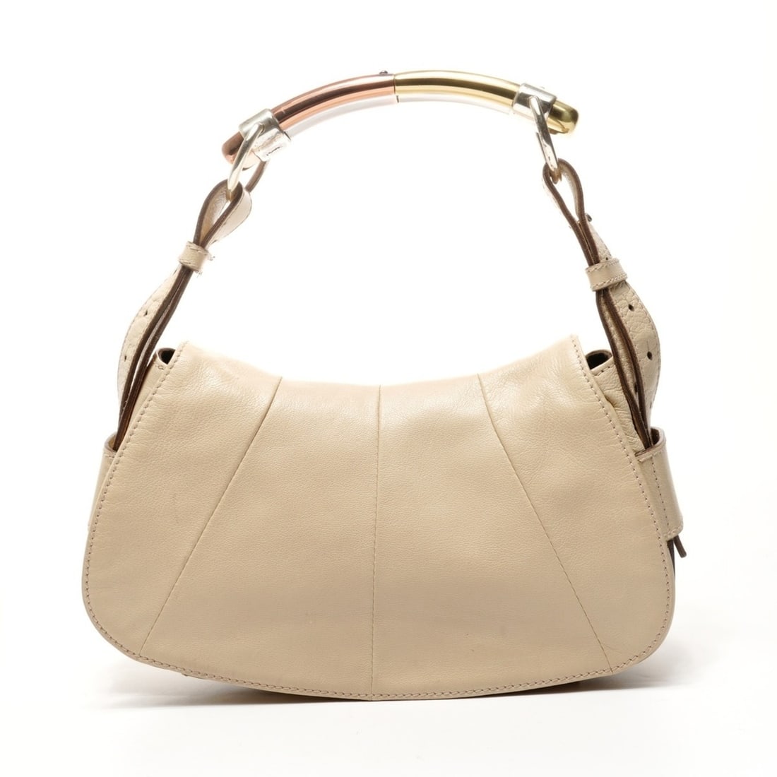 Yves Saint Laurent Mombasa Leather One-Shoulder Bag in Beige: --- Catalog ---Category: SizeSize (HxWxD): 16cm x 28cm x 7cm / 6.29'' x 11.02'' x 2.75''Category: DesignType: Shoulder bagColor: BeigeGender: WomenCategory: GeneralBrand: Yves Saint LaurentCountry of