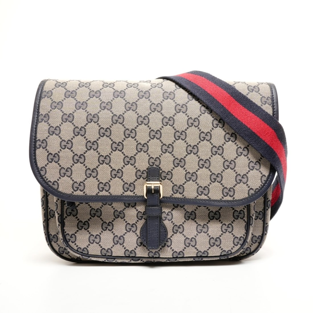 Gucci GG Canvas Messenger Bag 793823 Navy/Beige Shoulder: --- Catalog ---Category: SizeSize (HxWxD): 24cm x 29cm x 7cm / 9.44'' x 11.41'' x 2.75''Category: DesignType: Messenger bag, Shoulder bagColor: BeigeGender: WomenCategory: GeneralBrand: GucciCountry