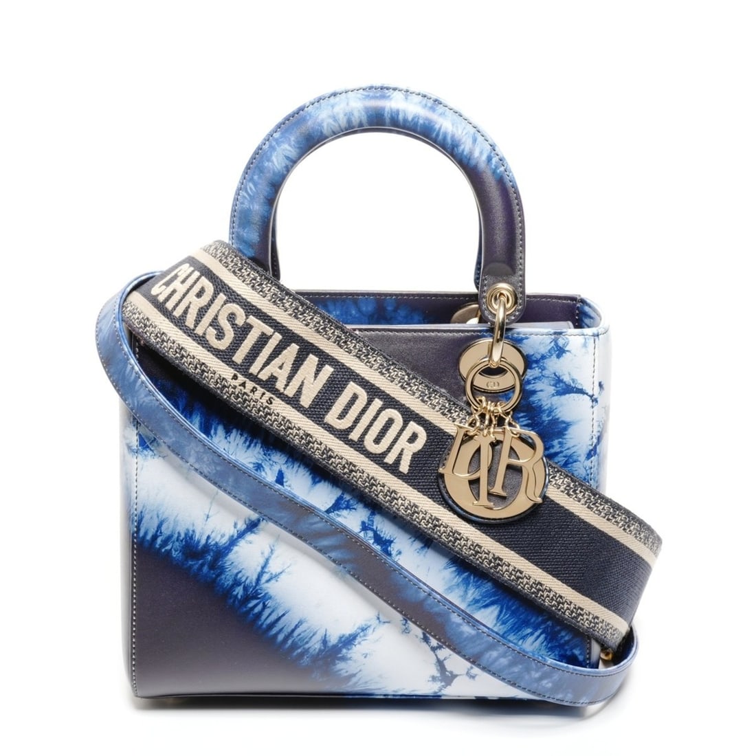 Christian Dior Lady Medium Jacquard Shoulder Bag, 2-Way Tie-Dye, Blue: --- Catalog ---Category: SizeHandle Drop: 11.00cm / 4.33''Size (HxWxD): 20cm x 23.5cm x 12.5cm / 7.87'' x 9.25'' x 4.92''Strap Length: 113cm / 44.48''Category: DesignType: HandbagColor: BlueGender: