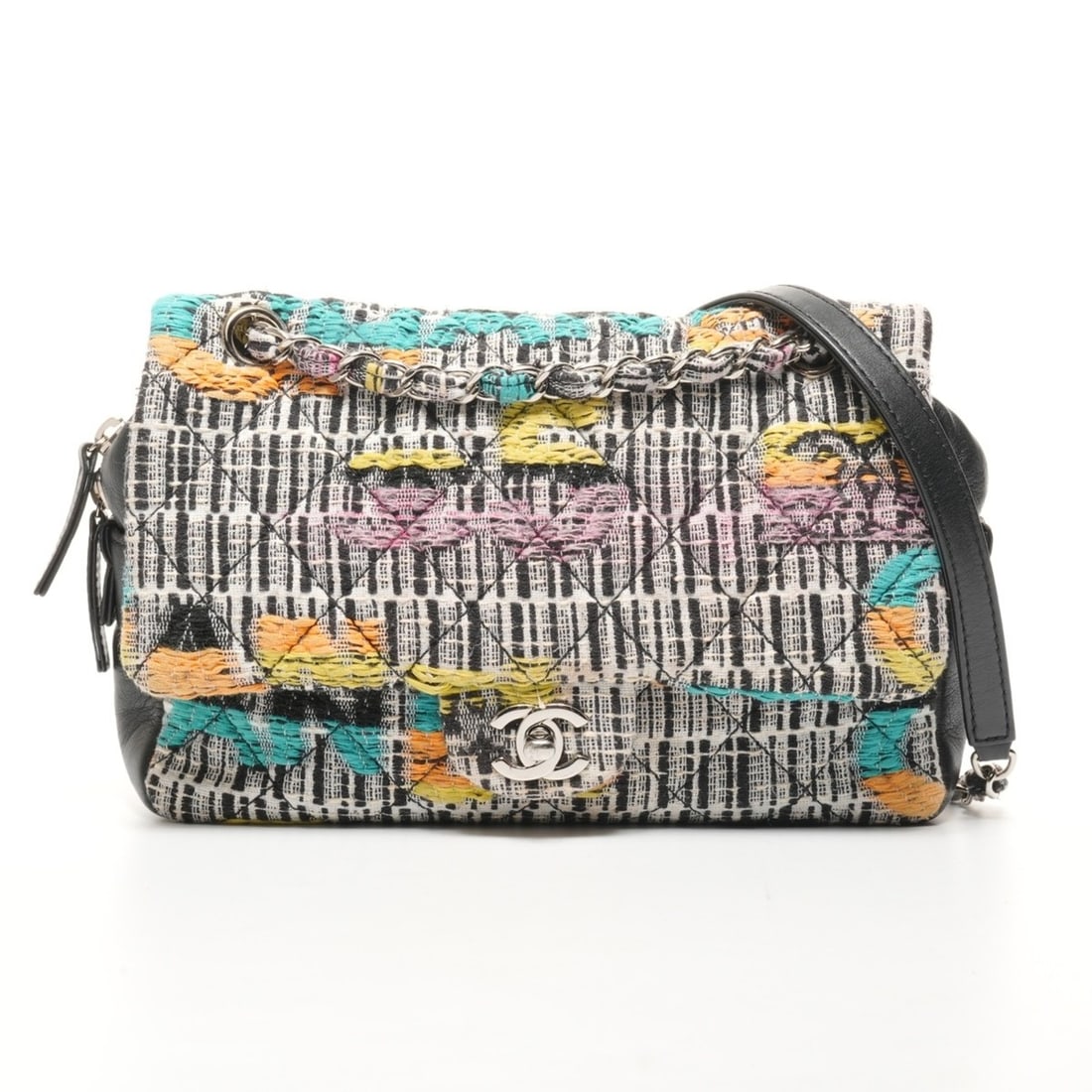 CHANEL 2014-2015 Wool Tweed Flap Chain Easy Shoulder Bag in Multicolor: --- Catalog ---Category: SizeSize (HxWxD): 17cm x 24cm x 5cm / 6.69'' x 9.44'' x 1.96''Strap Length: 56cm - 97cm / 22.04'' - 38.18''Category: DesignType: Shoulder bagColor: Multi-colorGender: WomenMat