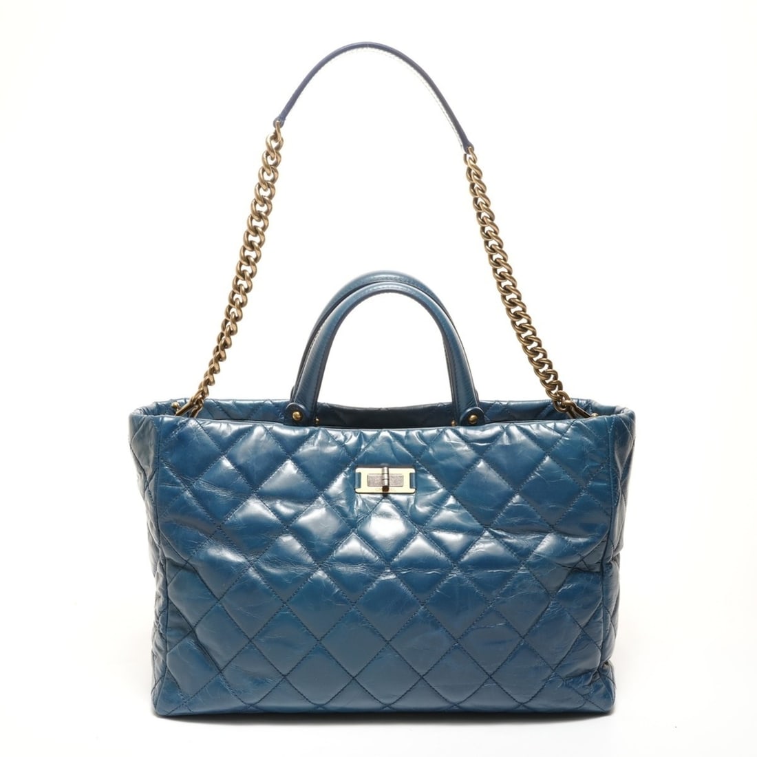 CHANEL 15 series 2011 Cabas Tote 2-way Handbag Blue (1 of 13)
