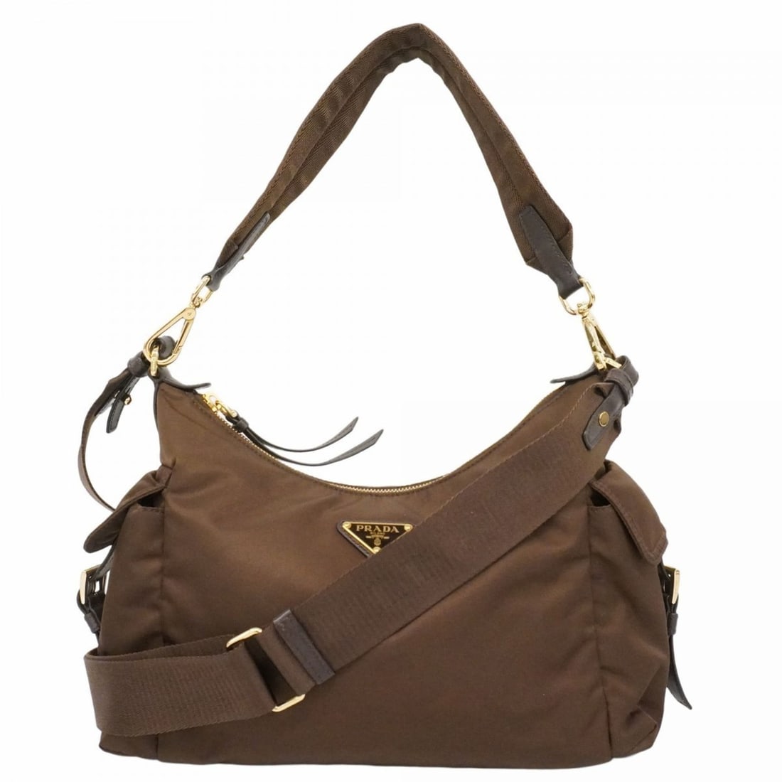 Prada Tessuto Explorer Shoulder Bag in Brown Nylon for Women: --- Catalog ---Category: SizeSize (HxWxD): 19cm x 31cm x 11.5cm / 7.48'' x 12.2'' x 4.52''Category: DesignType: Shoulder bagColor: BrownGender: WomenMaterial: Nylon Hardware Color: GoldCategory: Gener