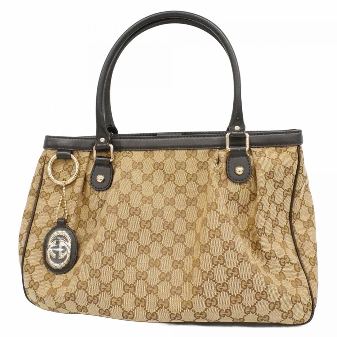Gucci GG Canvas Handbag 296835 Beige Brown Champagne Women's (1 of 16)