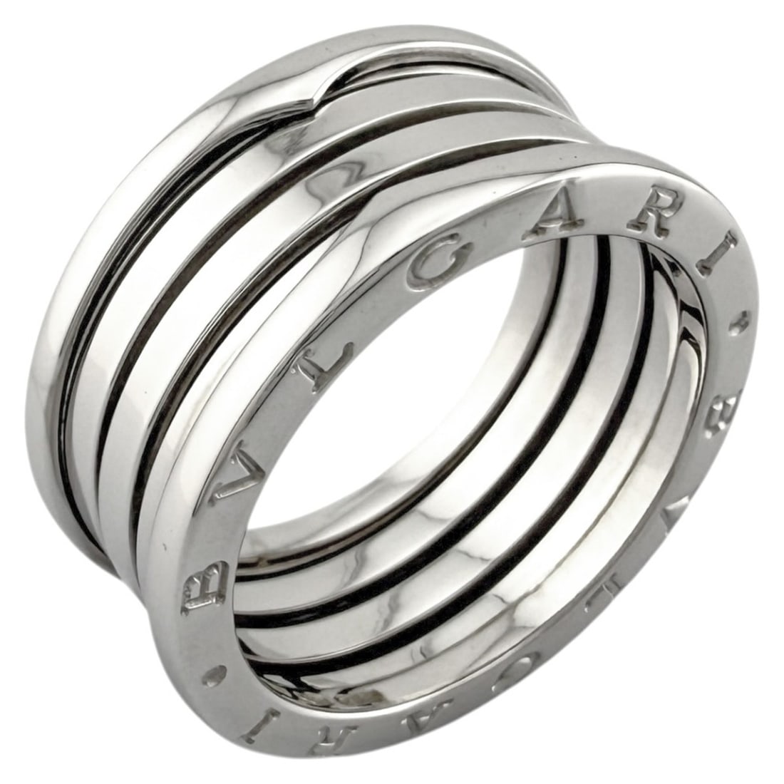 Bvlgari B-zero.1 4-band ring, 18k gold, men's, pre-owned: --- Catalog ---Category: PackNumber in Pack: 1Category: SizeJP Size: 21.5US Size: 10Category: DesignType: Band ringColor: White goldGender: Men,WomenMaterial: White gold (18K)Category: GeneralLine: B.