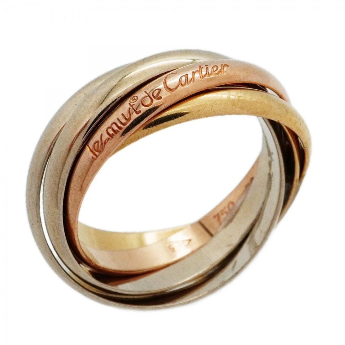Cartier Trinity 5-Row Ring in 18K Yellow Gold, White and Pink #56 for Women: --- Catalog ---Category: SizeUS Size: 8Brand Size: 56Category: DesignType: Band ringGender: WomenMaterial: Pink gold (18K), White gold (18K), Yellow gold (18K)Category: GeneralBrand: Cartier--- Item L