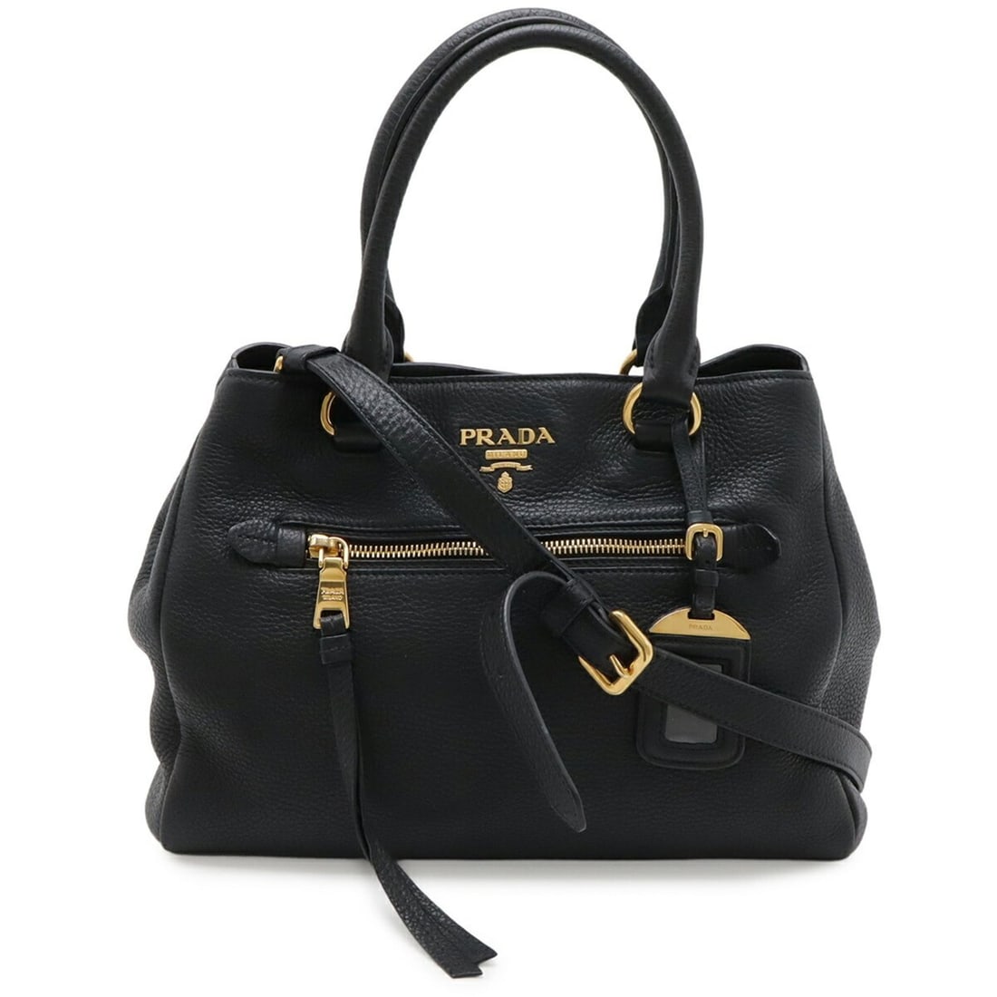 PRADA VITELLO PHENIX Handbag, Tote Bag, Shoulder Leather, Nero, Black, 1BG044: --- Catalog ---Category: SizeSize (HxWxD): 22cm x 30cm x 14cm / 8.66'' x 11.81'' x 5.51''Category: DesignType: Handbag, Shoulder bag, Tote bagColor: Black, NeroGender: WomenMaterial: Vitello Daino Cat