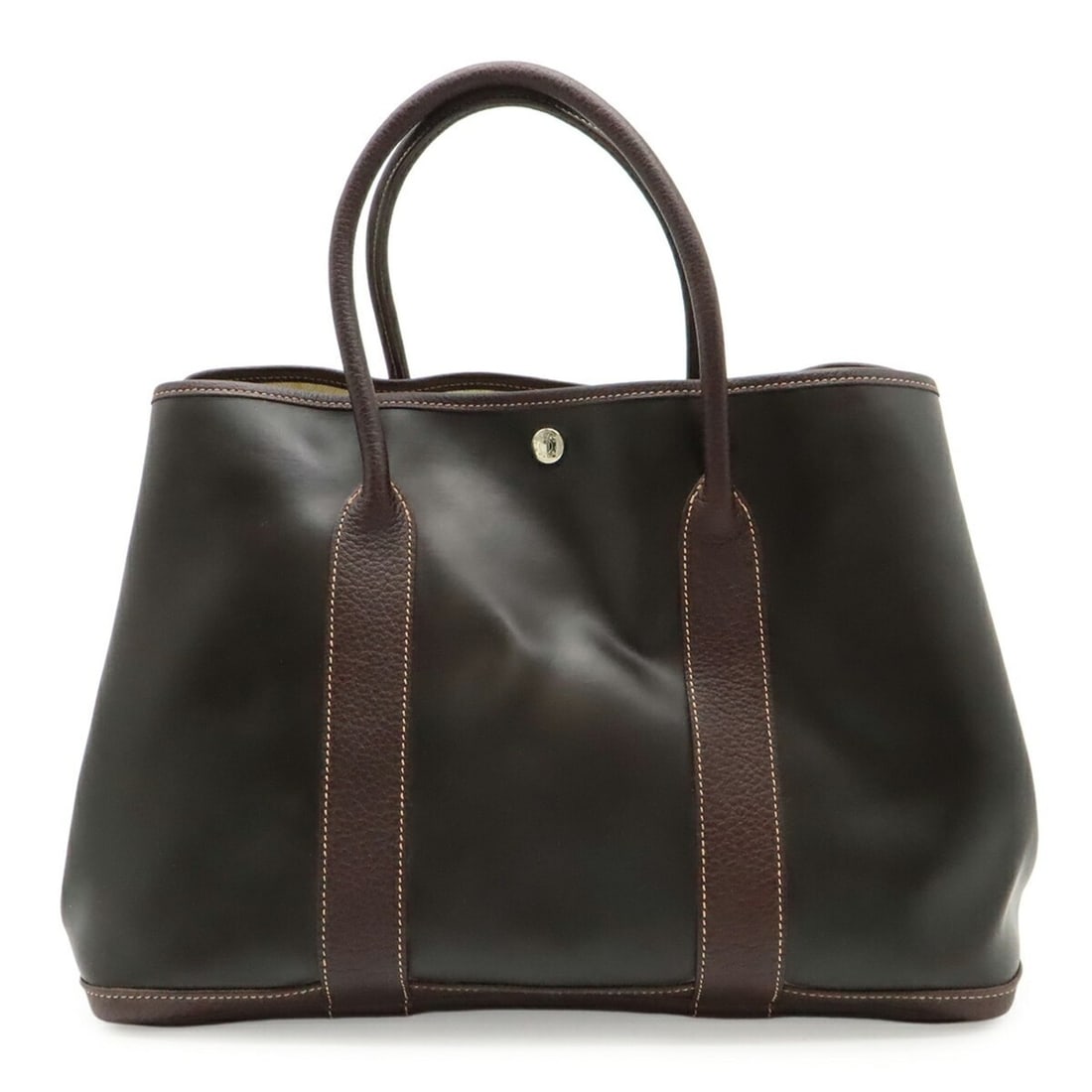 HERMES Garden PM Tote Bag Handbag Amazonia Leather Dark Khaki Brown (1 of 10)