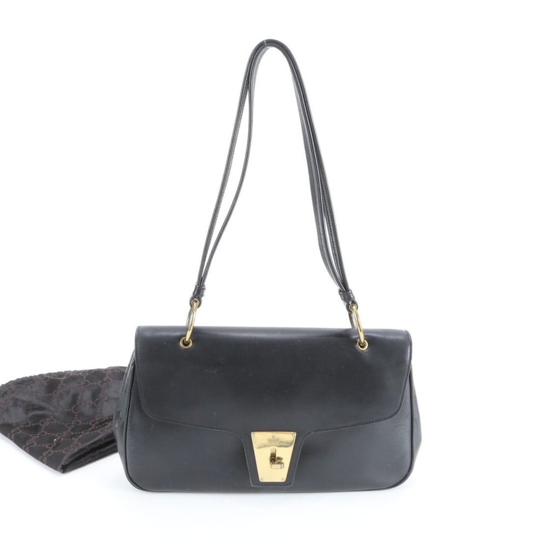 Gucci 90643 Leather Shoulder Bag/Tote Bag/Handbag in Black with Gold Hardware for Women: --- Catalog ---Category: SizeSize (HxWxD): 16cm x 29cm x 7cm / 6.29'' x 11.41'' x 2.75''Category: DesignType: Handbag, Shoulder bag, Tote bagColor: BlackGender: WomenMaterial: Leather Category: Genera