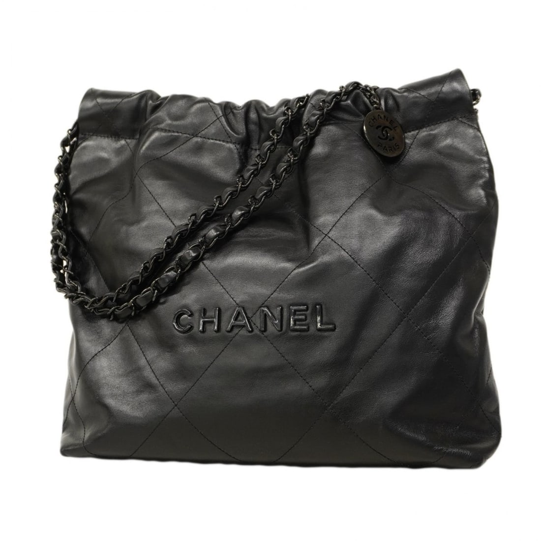 Chanel Shoulder Bag Chain 22 Calfskin Black Women's (1 of 10)