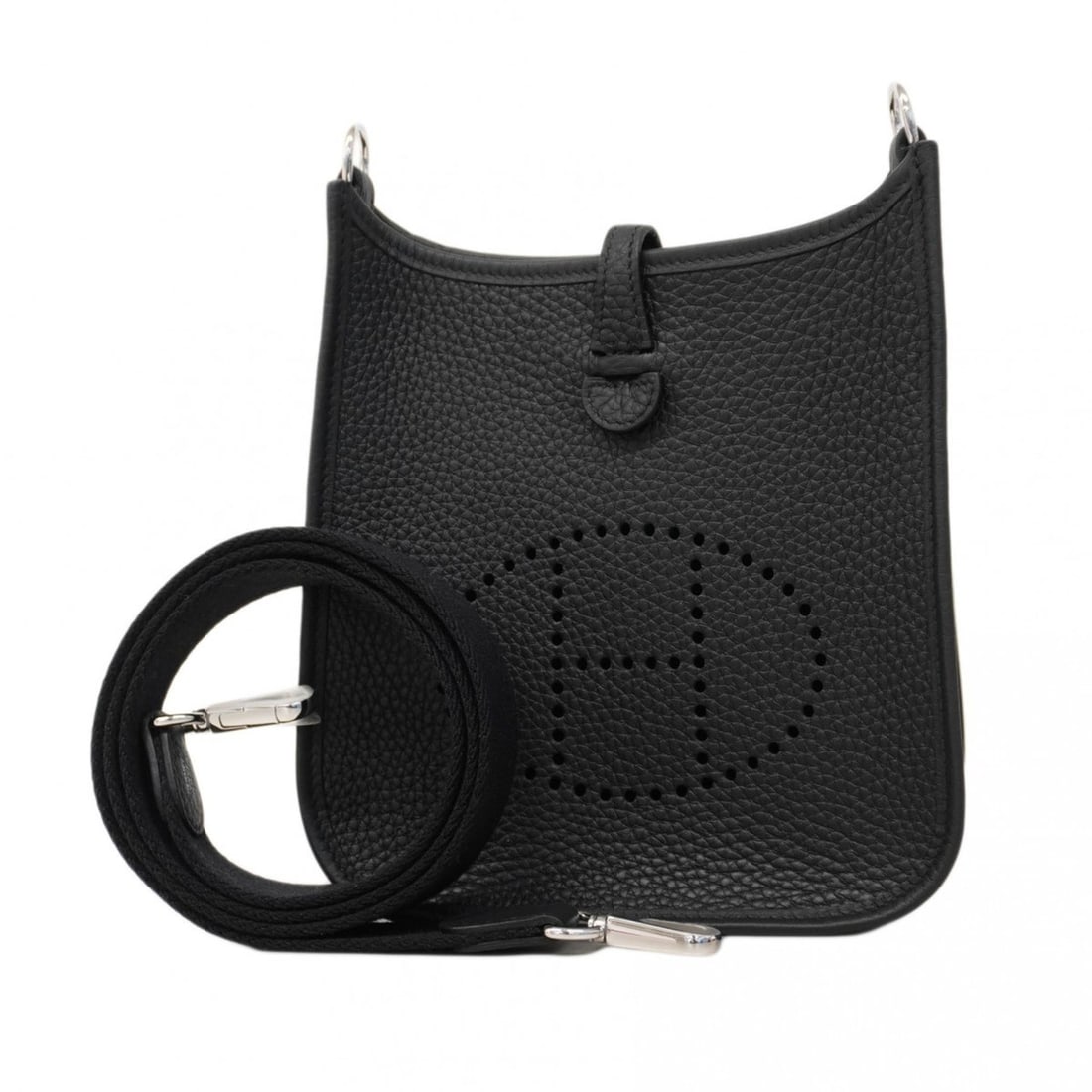 Hermes Hermès Evelyn TPM Taurillon Clemence Shoulder Bag, Black, K Stamp, Women's: --- Catalog ---Category: SizeSize (HxWxD): 18.5cm x 17cm x 5.5cm / 7.28'' x 6.69'' x 2.16''Category: DesignType: Shoulder bagColor: BlackGender: WomenMaterial: Taurillon clemence leather Hardware Colo