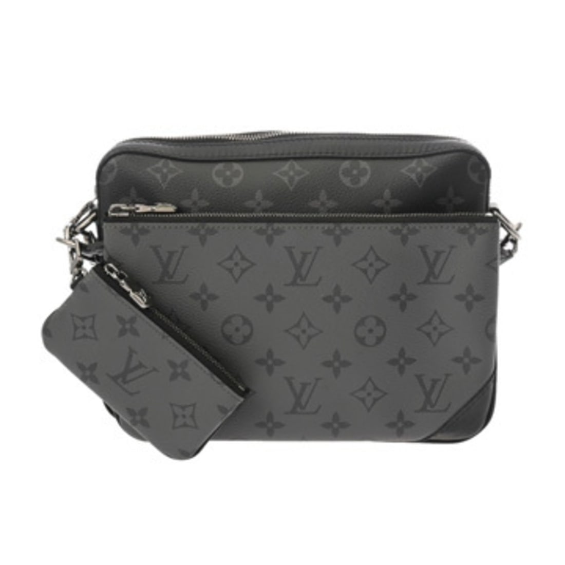 LOUIS VUITTON Monogram Eclipse Trio Messenger Bag, Gray, M69443, Men's Leather Shoulder A-Rank, (1 of 13)
