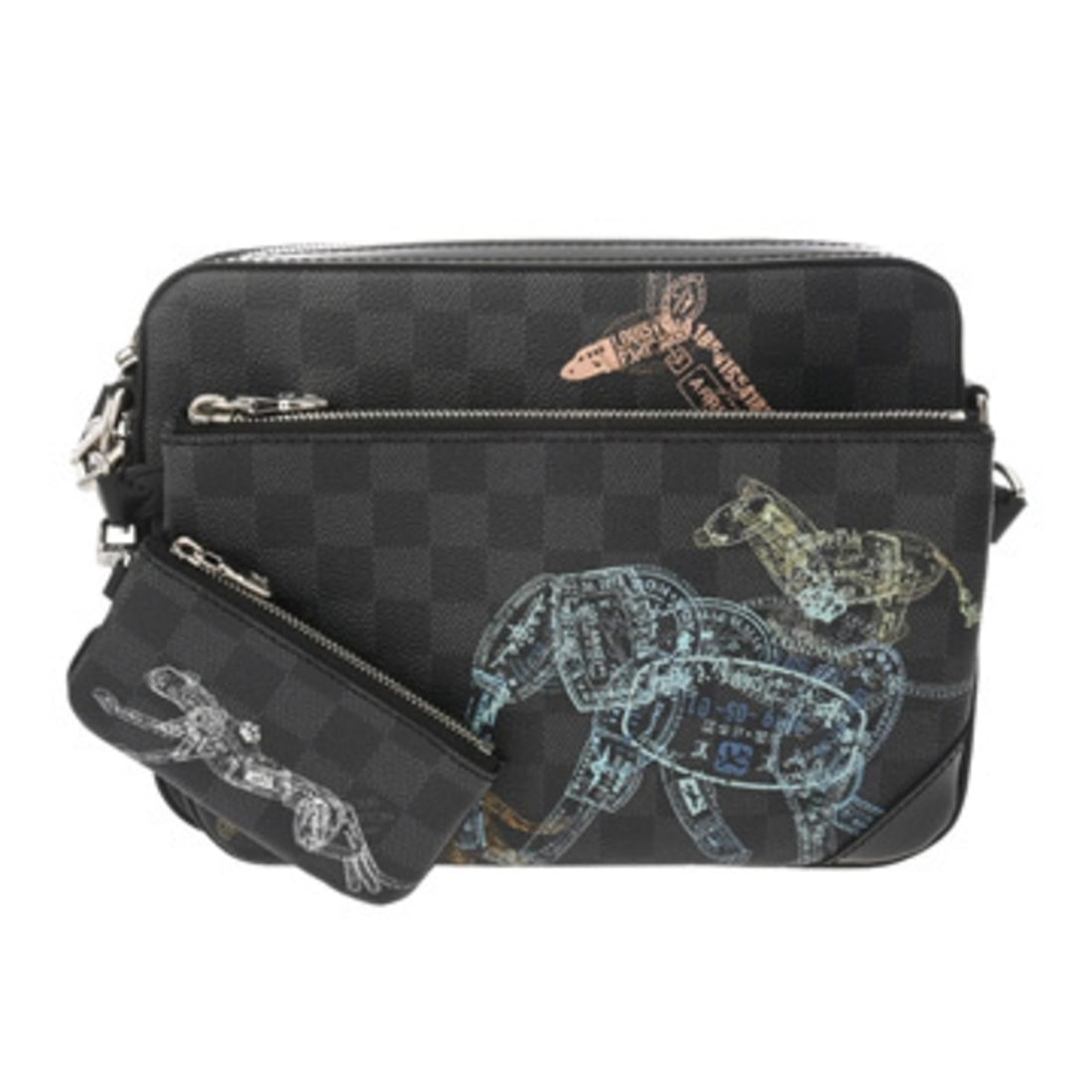 LOUIS VUITTON Damier Graphite Trio Messenger Bag, Gray, N58040, Men's Canvas Shoulder A-Rank,: --- Catalog ---Category: SizeSize (HxWxD): 18cm x 25cm x 4.5cm / 7.08'' x 9.84'' x 1.77''Category: DesignType: Pouch, Shoulder bagColor: GrayGender: MenMaterial: Damier Graphite Category: GeneralMPN: