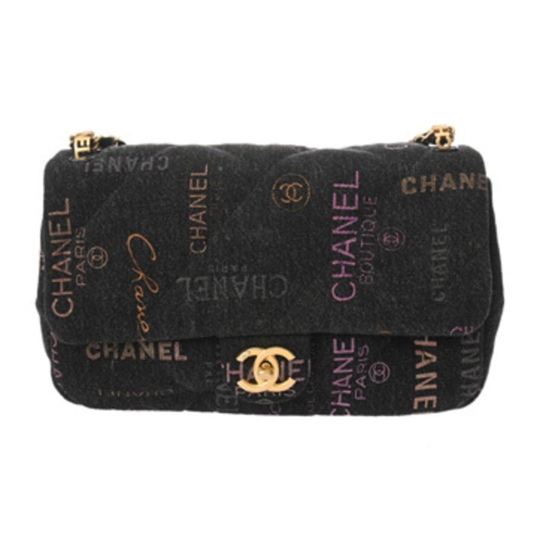 CHANEL Matelasse Mini Flap Bag, Black, AS3135, Women's Denim Shoulder A-Rank, Pre-Owned, Ginzo: --- Catalog ---Category: SizeSize (HxWxD): 17cm x 25cm x 7cm / 6.69'' x 9.84'' x 2.75''Category: DesignType: Shoulder bagColor: BlackGender: WomenMaterial: Denim Hardware Color: Matte goldCategory: Ge