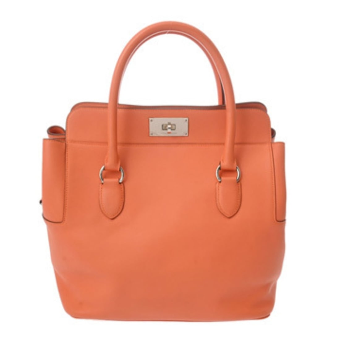 HERMES 26" 2-Way Toolbox, Mango, Q Stamp (circa 2013), Women's Swift Leather Handbag, AB Condition,: --- Catalog ---Category: SizeSize (HxWxD): 28cm x 26cm x 18cm / 11.02'' x 10.23'' x 7.08''Category: DesignType: HandbagColor: MangoGender: WomenMaterial: Swift leather Hardware Color: SilverCategory: