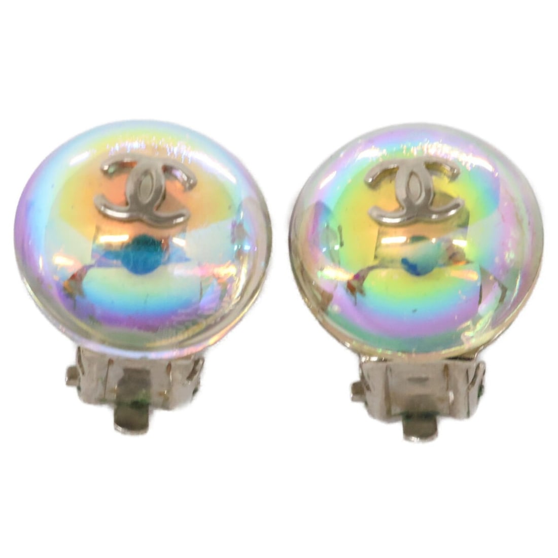 CHANEL 99P Coco Mark Aurora Round Earrings Silver Women's: --- Catalog ---Category: SizeSize (HxWxD): 14.00mm x 14.00mm / 0.55'' x 0.55''Category: DesignType: Clip earringsColor: SilverGender: WomenMaterial: MetalCategory: GeneralBrand: Chanel--- Item List --