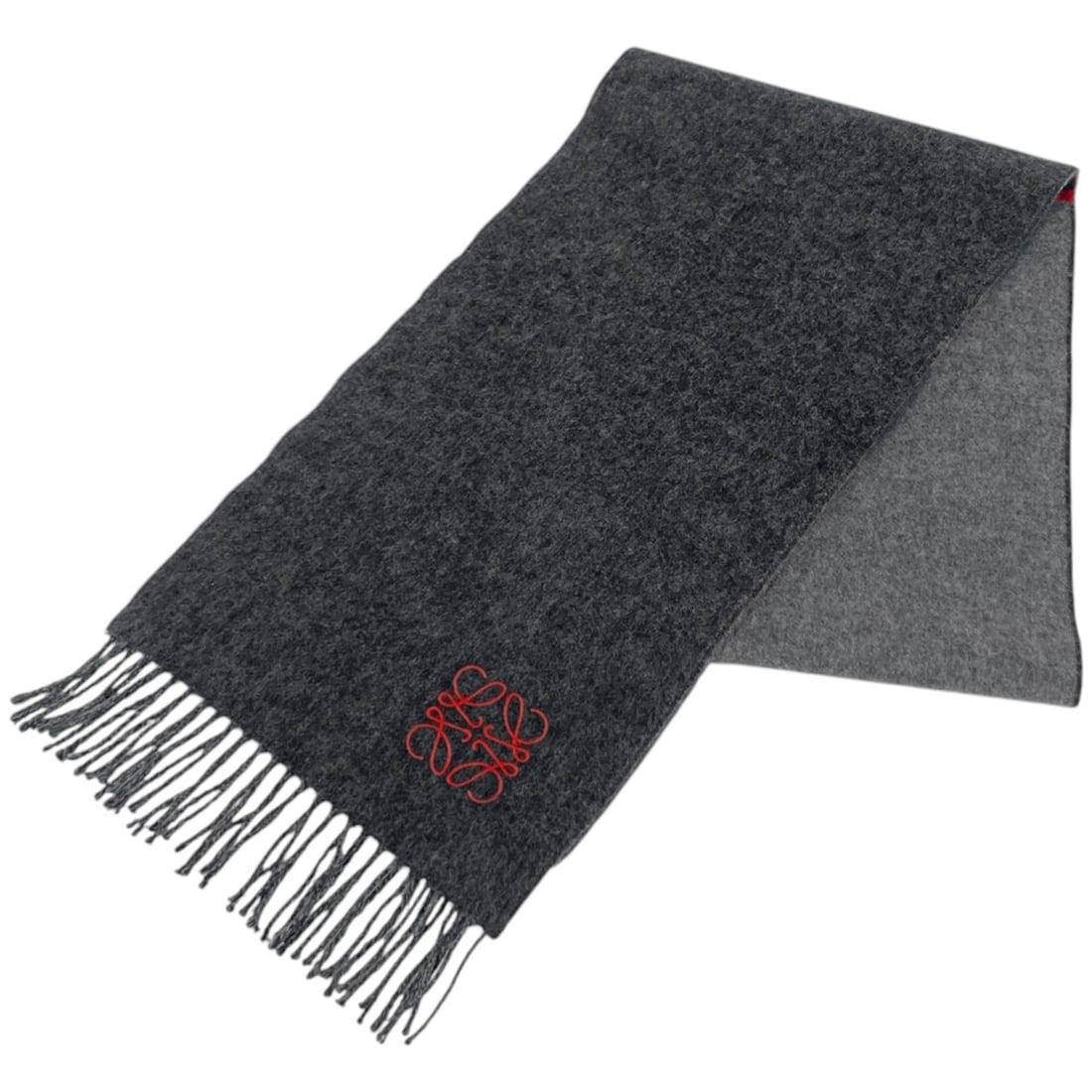 LOEWE Anagram Scarf, Two-Tone Wool and Cashmere, Gray, Women's (1 of 15)