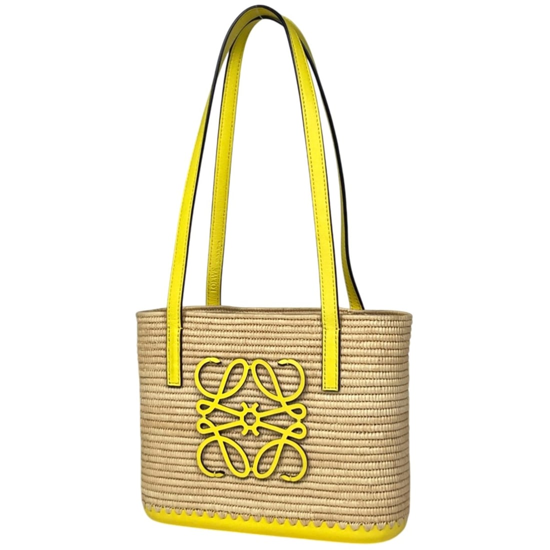 LOEWE Square Basket Shoulder Bag Anagram Raffia Natural Yellow Women's: --- Catalog ---Category: SizeSize (HxWxD): 17.5cm x 21.5cm x 7.5cm / 6.88'' x 8.46'' x 2.95''Category: DesignType: Basket, Shoulder bagColor: YellowGender: WomenMaterial: Raffia , Leather Category: Ge