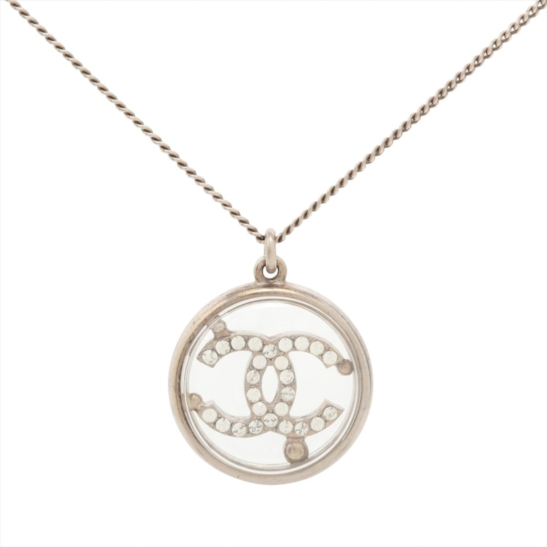 CHANEL 06C 2006 Coco Mark Rhinestone Necklace in Silver: --- Catalog ---Category: SizePendant Size: 28mm x 22mm / 1.1'' x 0.86''Neck Circumference: 46 cm / 18.11''Category: DesignColor: SilverStone: RhinestoneGender: WomenNecklace Type: NecklaceCategory: Ge