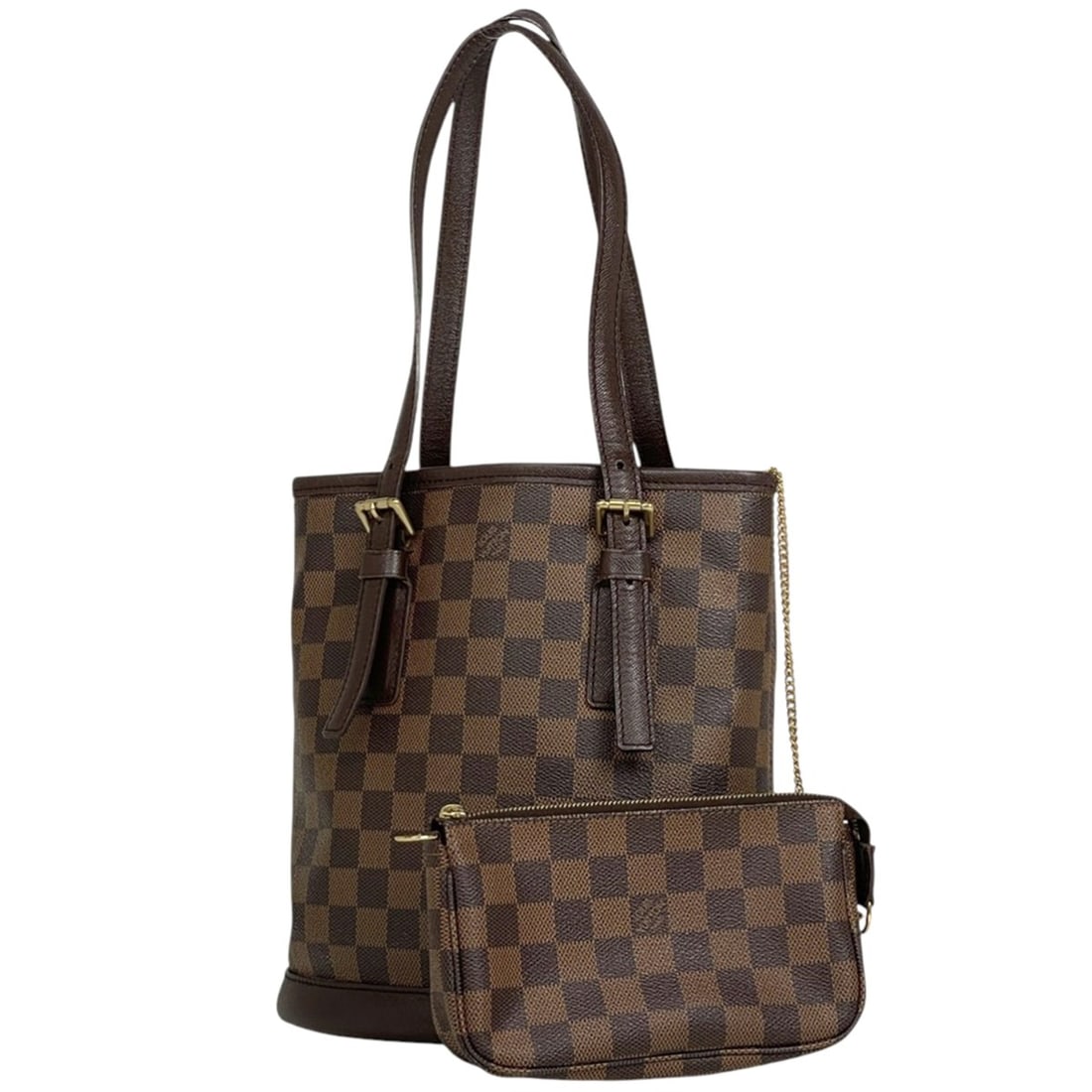 Louis Vuitton Mare Bucket Shoulder Handbag, Damier Brown, N42240, Women's: --- Catalog ---Category: SizeSize (HxWxD): 25cm x 23cm x 15cm / 9.84'' x 9.05'' x 5.9''Category: DesignType: Handbag, Shoulder bagColor: Brown, Damier CanvasGender: WomenMaterial: Damier Canvas