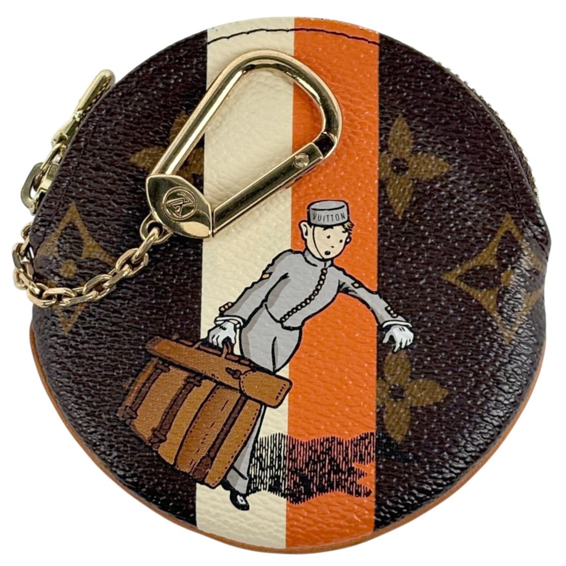 Louis Vuitton Porte-Monnaie Long Coin Purse with Key Ring, Monogram Groom Brown, M60037, Women's: --- Catalog ---Category: SizeSize (HxWxD): 9.5cm x 9cm x 1cm / 3.74'' x 3.54'' x 0.39''Category: DesignType: Coin purse/coin caseColor: BrownGender: WomenMaterial: Monogram Groom Category: