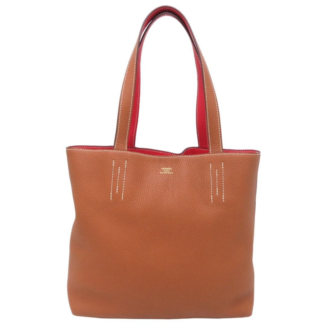 Hermes Hermès Double Sens 36 ?C Stamp 2018 Women's Tote Bag in Taurillon Clemence Rouge Casac: --- Catalog ---Category: SizeSize (HxWxD): 25cm x 34cm x 1cm / 9.84'' x 13.38'' x 0.39''Category: DesignType: Tote bagColor: Rouge casaqueGender: WomenMaterial: Taurillon clemence leather Category: Ge