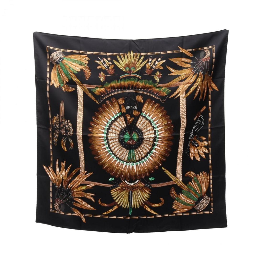 Hermes Hermès Carré 90 Brazil Scarf, Silk, Women's, Black and Brown: --- Catalog ---Category: SizeSize (LxW): 89cm x 89cm / 35.03'' x 35.03''Category: DesignType: ScarfColor: Black, BrownGender: WomenMaterial: Silk Category: GeneralBrand: Hermes--- Item List ---Section
