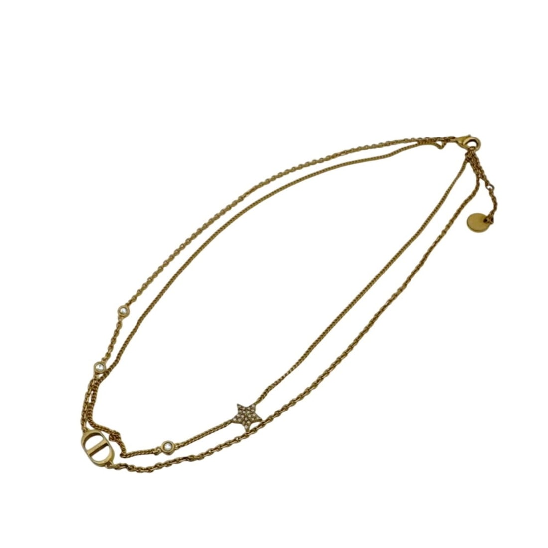 Christian Dior Dior Petit CD Double Necklace, Gold Chain: --- Catalog ---Category: SizeNeck Circumference: 39 cm / 15.35''Category: DesignColor: GoldGender: WomenNecklace Type: Neck chainCategory: GeneralBrand: Christian Dior--- Item List ---Section: Conditi