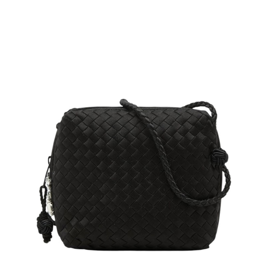 Bottega Veneta Intrecciato Crossbody Shoulder Bag in Black Satin with Jeweled Detailing for Women: --- Catalog ---Category: SizeSize (HxWxD): 12cm x 14.5cm x 4cm / 4.72'' x 5.7'' x 1.57''Category: DesignType: Shoulder bagColor: BlackGender: WomenMaterial: Satin Category: GeneralBrand: Bottega Venet