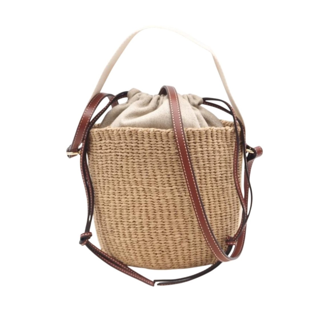 Chloé Chloe Fairtrade Paper Woody Small Basket (White) CHC22SS381G55101, 2-way handbag in beige and (1 of 12)