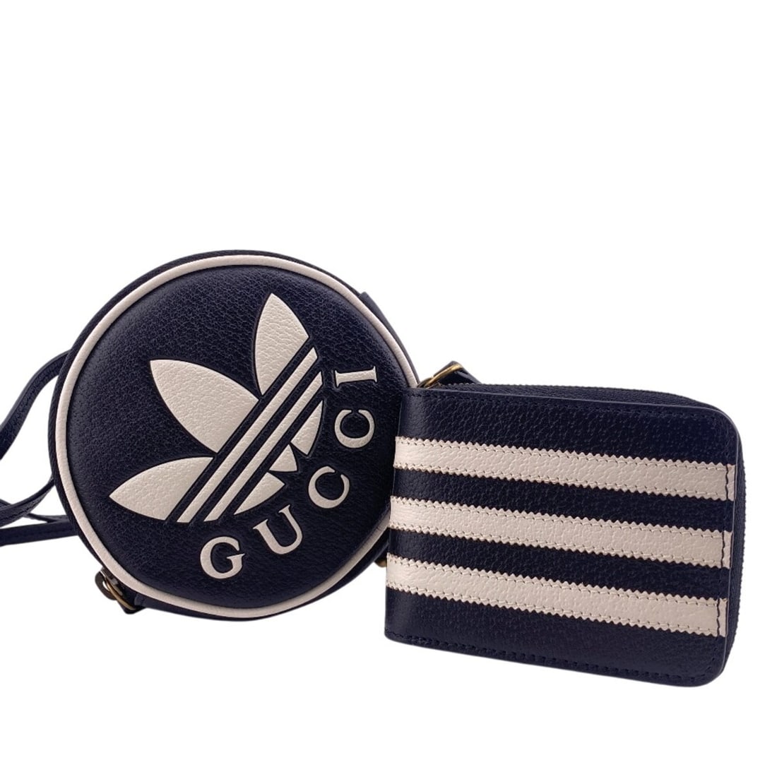 GUCCI 721903 Trefoil Leather Shoulder Pouch with Adidas Collaboration, Card Case, and Coin Black (1 of 17)