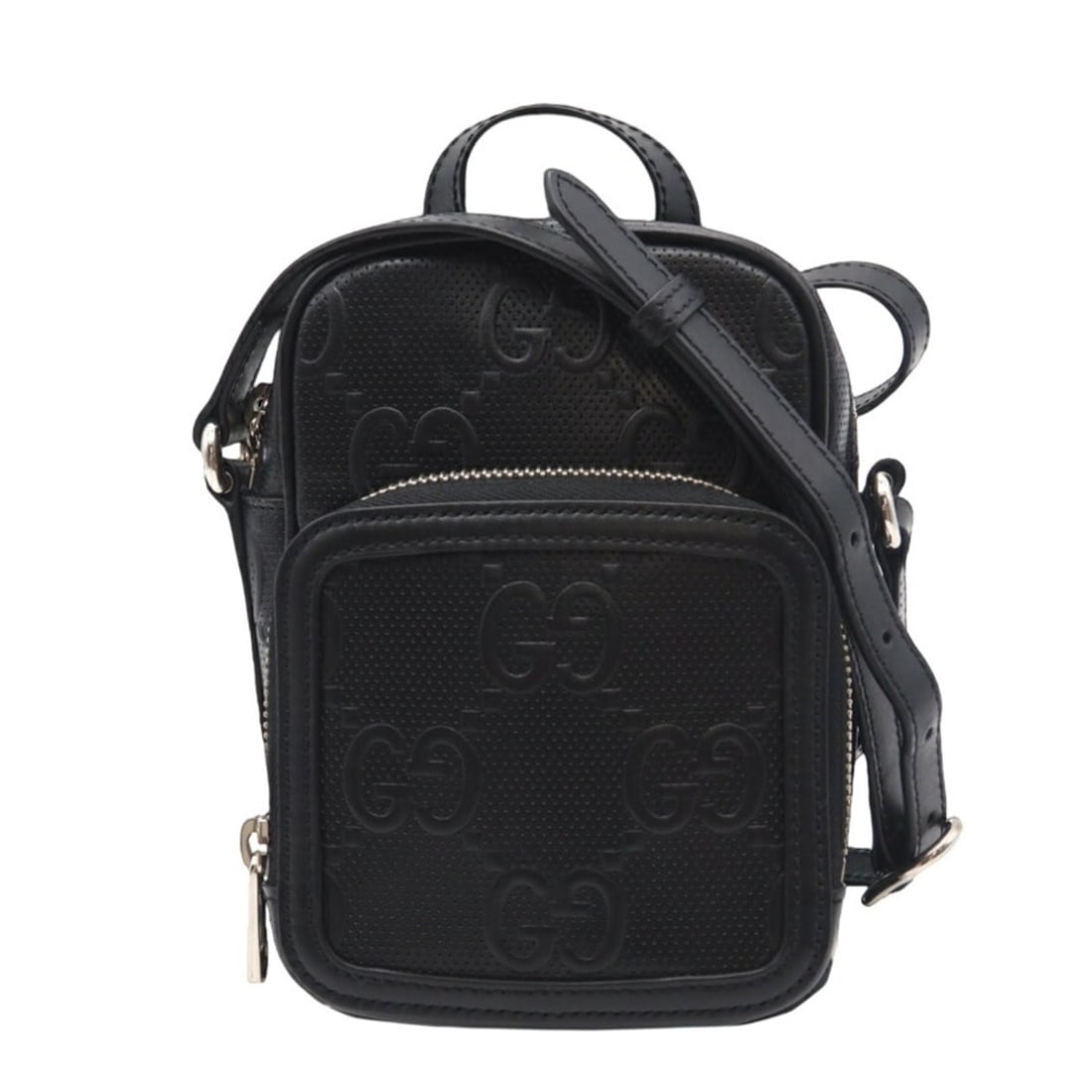 GUCCI GG Embossed Leather Shoulder Bag 658553, 2-Way Bag, Black Leather, Women's (1 of 12)