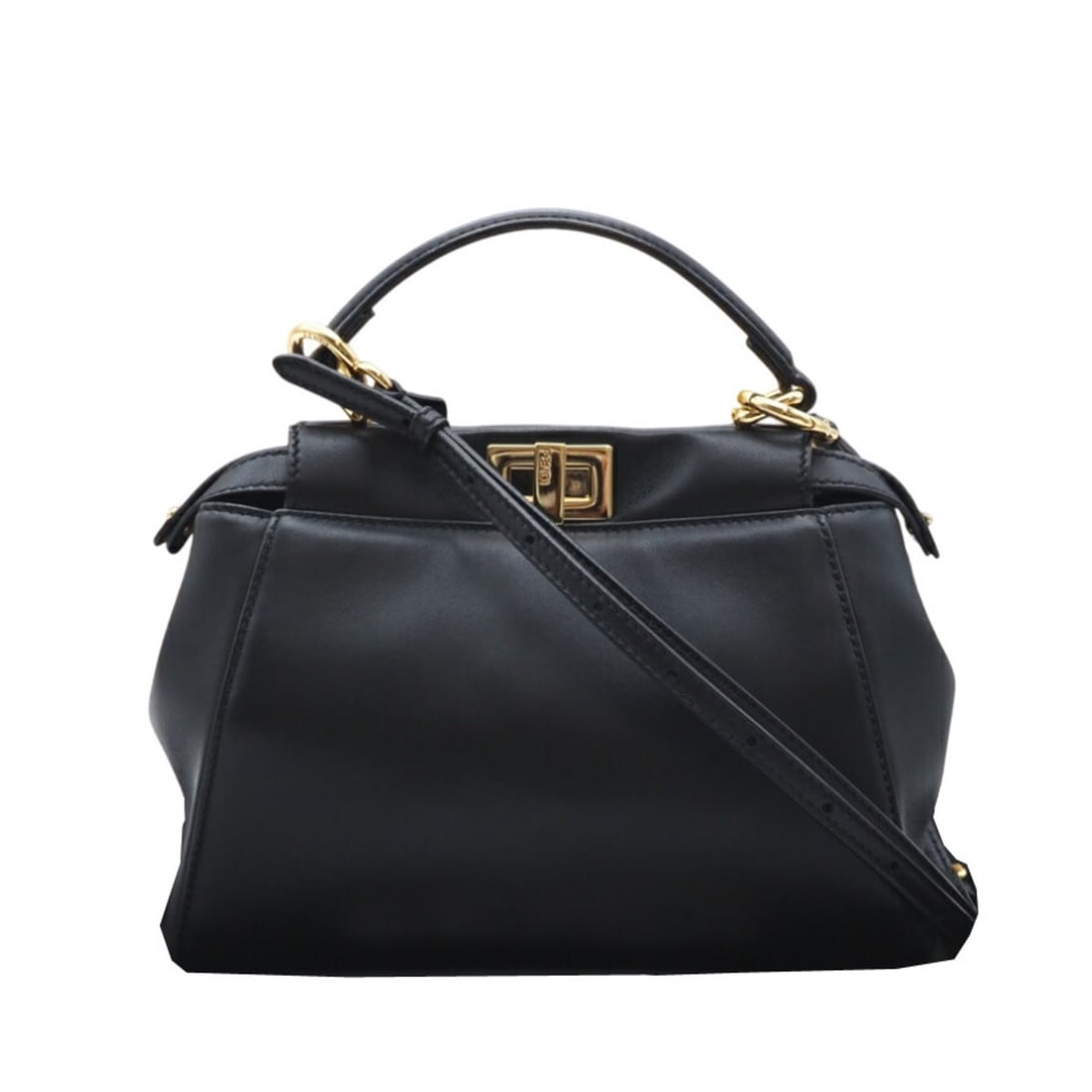 FENDI Leather Peekaboo Mini 8BN244 2-way Shoulder Bag in Black for Women: --- Catalog ---Category: SizeSize (HxWxD): 17cm x 23cm x 12cm / 6.69'' x 9.05'' x 4.72''Category: DesignType: Shoulder bagColor: BlackGender: WomenMaterial: Leather Category: GeneralMPN: 8BN244Brand: