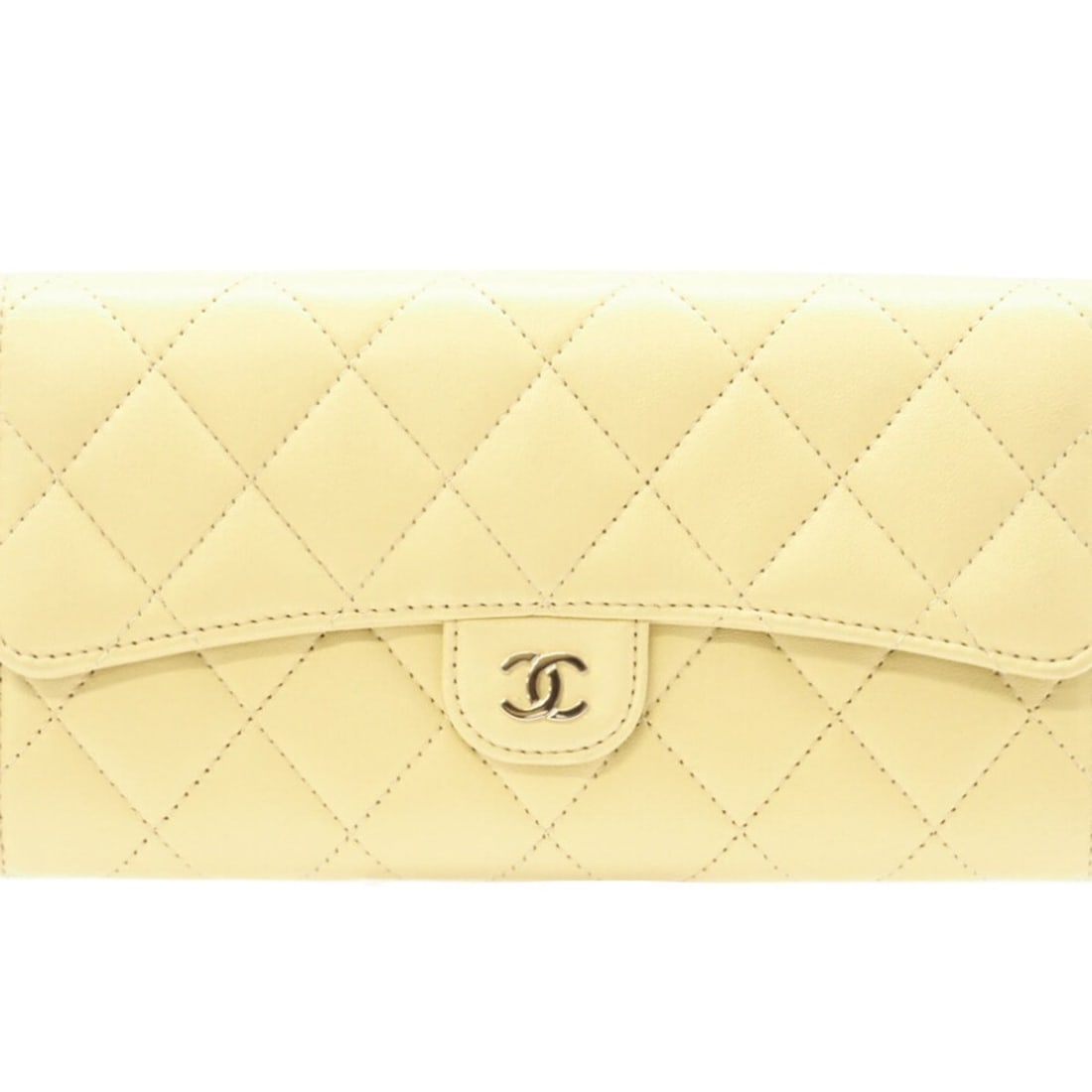 CHANEL Matelasse Classic Long Flap Wallet AP0241, Yellow Lambskin, Women's: --- Catalog ---Category: SizeSize (HxWxD): 10cm x 19.5cm x 3cm / 3.93'' x 7.67'' x 1.18''Category: DesignType: Long wallet (bi-fold)Color: YellowGender: WomenMaterial: Leather Leather/Fur Type: Lambsk