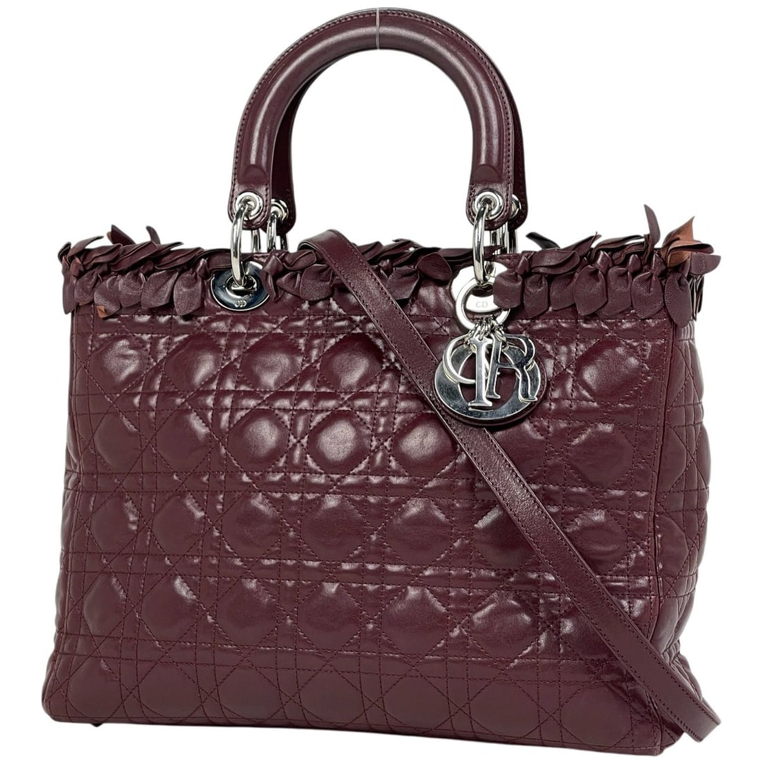 Christian Dior Lady Cannage 2-Way Shoulder Bag/Handbag, Leather, Bordeaux, Women's: --- Catalog ---Category: SizeSize (HxWxD): 24cm x 31cm x 12cm / 9.44'' x 12.2'' x 4.72''Category: DesignType: Handbag, Shoulder bagColor: BordeauxGender: WomenMaterial: Leather Category: GeneralBrand:
