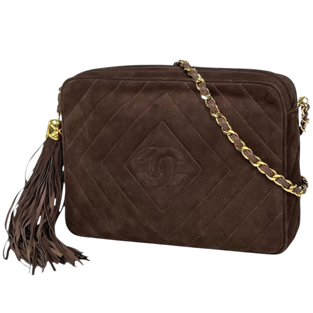 Chanel Coco Mark Chain Shoulder Bag with Fringe and Tassel, Suede, Brown, Women's: --- Catalog ---Category: SizeSize (HxWxD): 16cm x 22.5cm x 6cm / 6.29'' x 8.85'' x 2.36''Category: DesignType: Shoulder bagColor: BrownGender: WomenMaterial: Suede , Leather Category: GeneralBrand: Ch