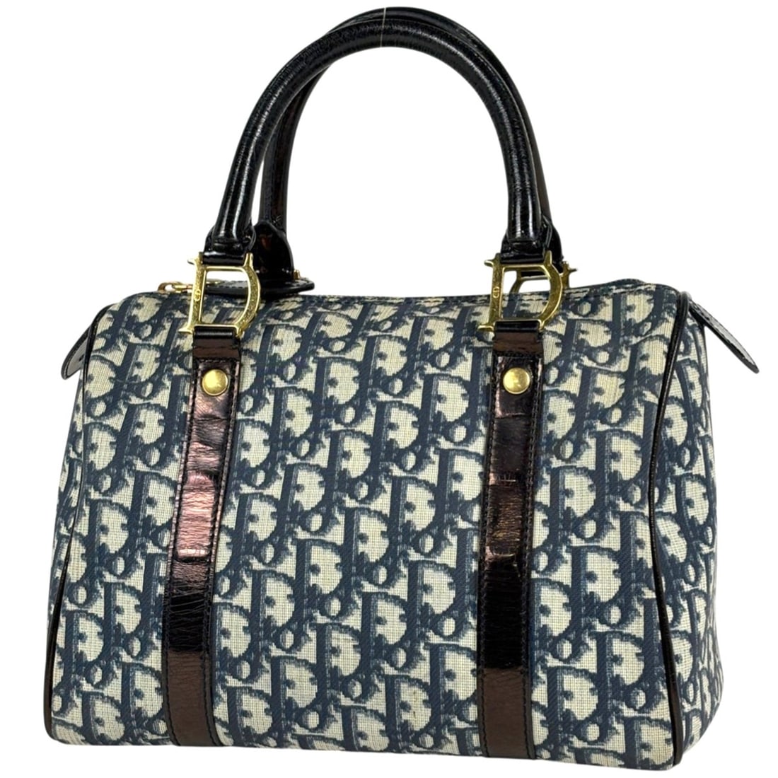 Christian Dior Trotter Print Handbag, Logo Mini Boston Bag, Coated Canvas, Navy, Women's: --- Catalog ---Category: SizeSize (HxWxD): 19cm x 26cm x 15cm / 7.48'' x 10.23'' x 5.9''Category: DesignType: HandbagColor: NavyGender: WomenMaterial: Coated canvas , Leather Category: GeneralLine: Tr