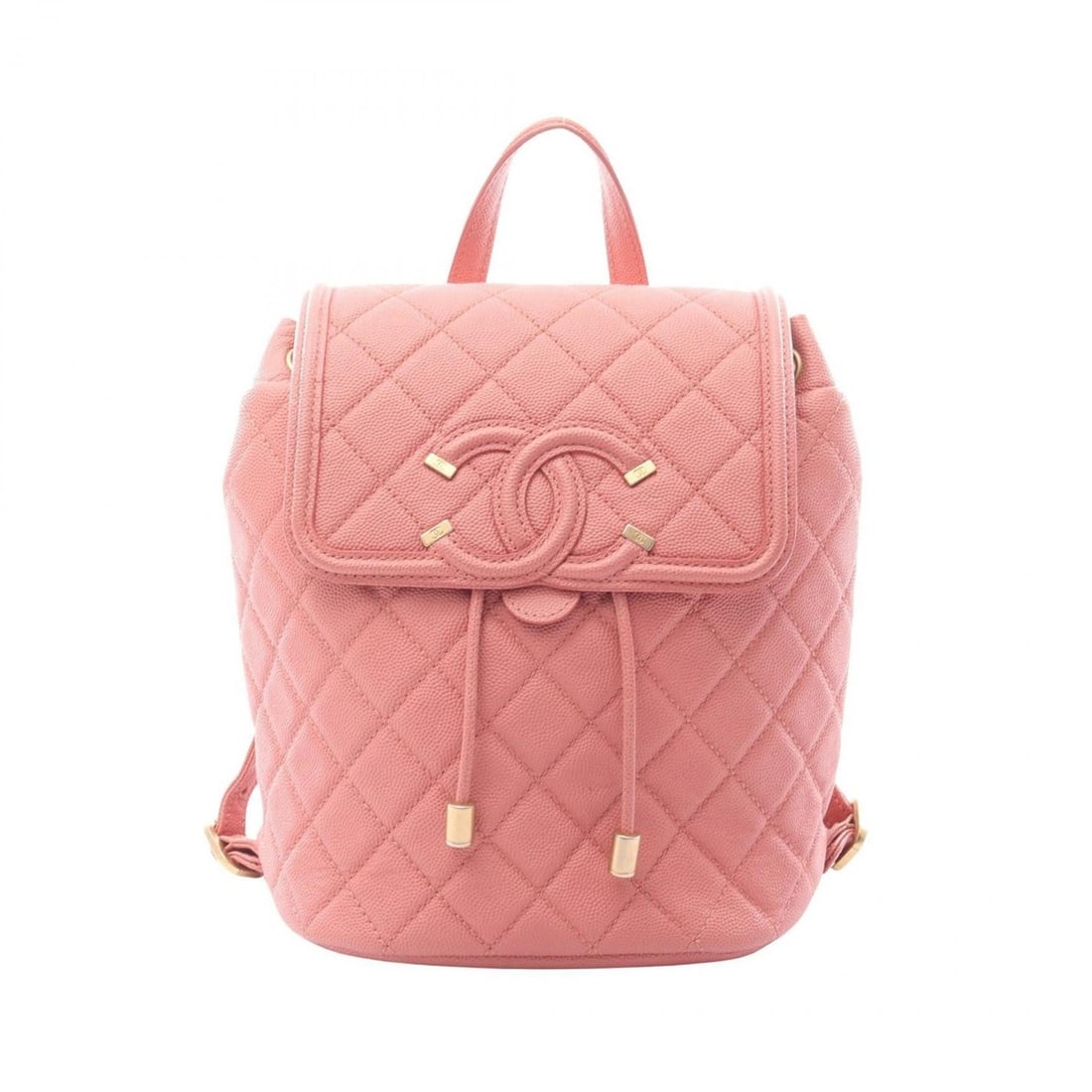 Chanel CC Filigree Matelassé Backpack/Handbag, Leather, Calfskin (Cowhide), Women's, Pink, A57090 (1 of 11)