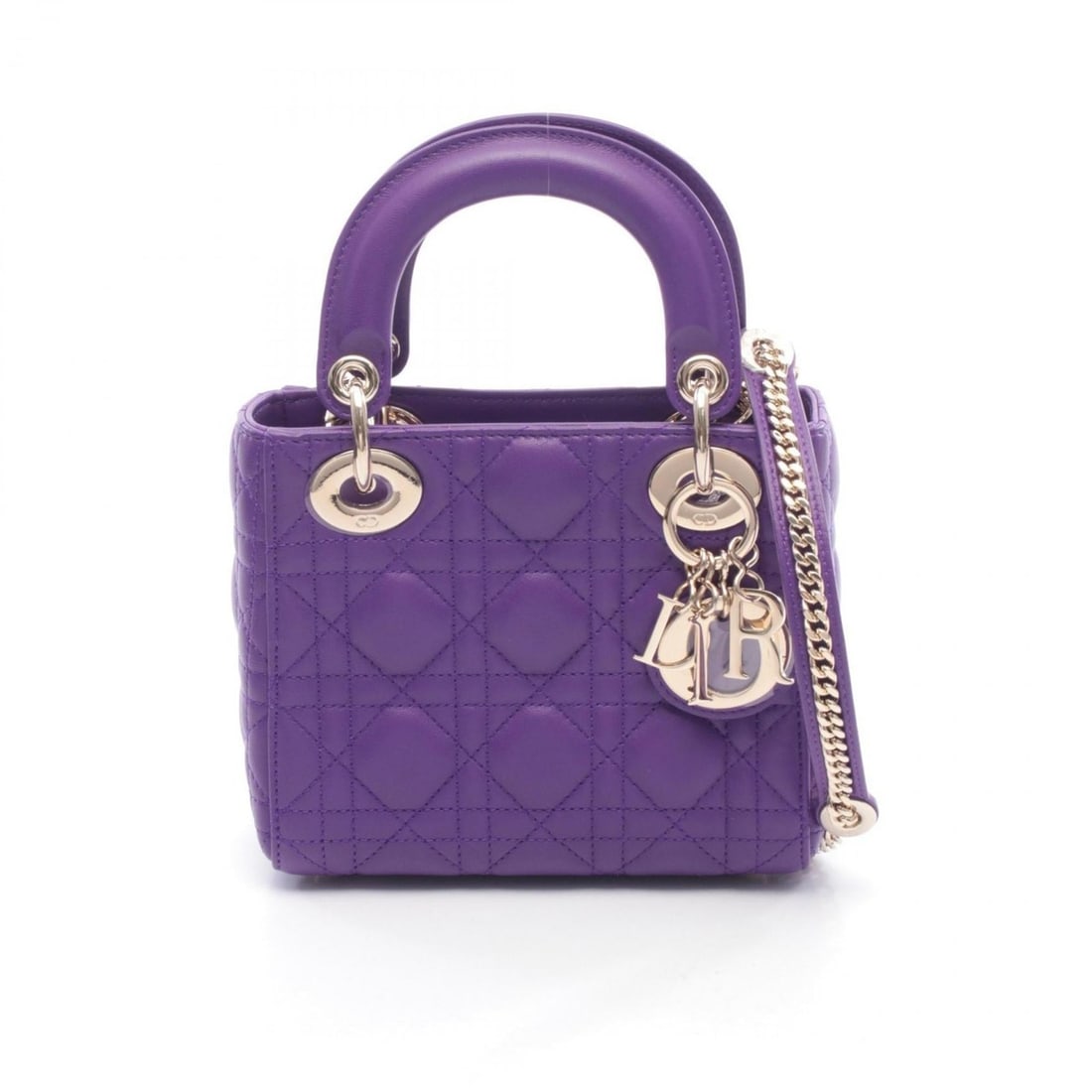 Christian Dior Dior Lady Mini Handbag, Leather, Women's, Purple: --- Catalog ---Category: SizeSize (HxWxD): 14cm x 16.5cm x 7cm / 5.51'' x 6.49'' x 2.75''Category: DesignType: HandbagColor: PurpleGender: WomenMaterial: Leather Category: GeneralBrand: Christian Dior