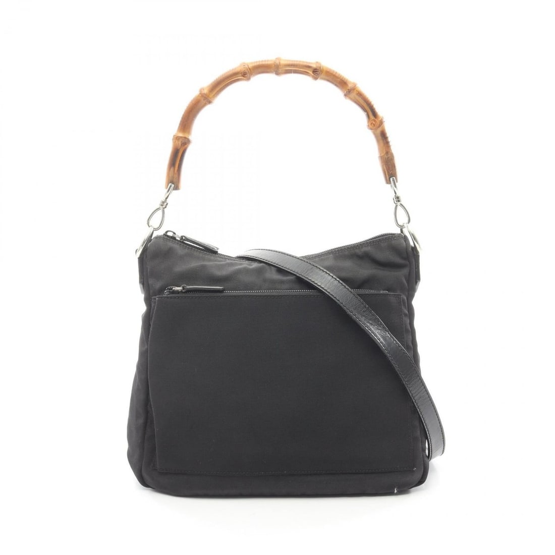Gucci Bamboo Shoulder Bag Handbag Canvas Leather Women's Black 000 8509: --- Catalog ---Category: SizeSize (HxWxD): 23cm x 27cm x 11cm / 9.05'' x 10.62'' x 4.33''Category: DesignType: Handbag, Shoulder bagColor: BlackGender: WomenMaterial: Canvas , Leather Category: Genera