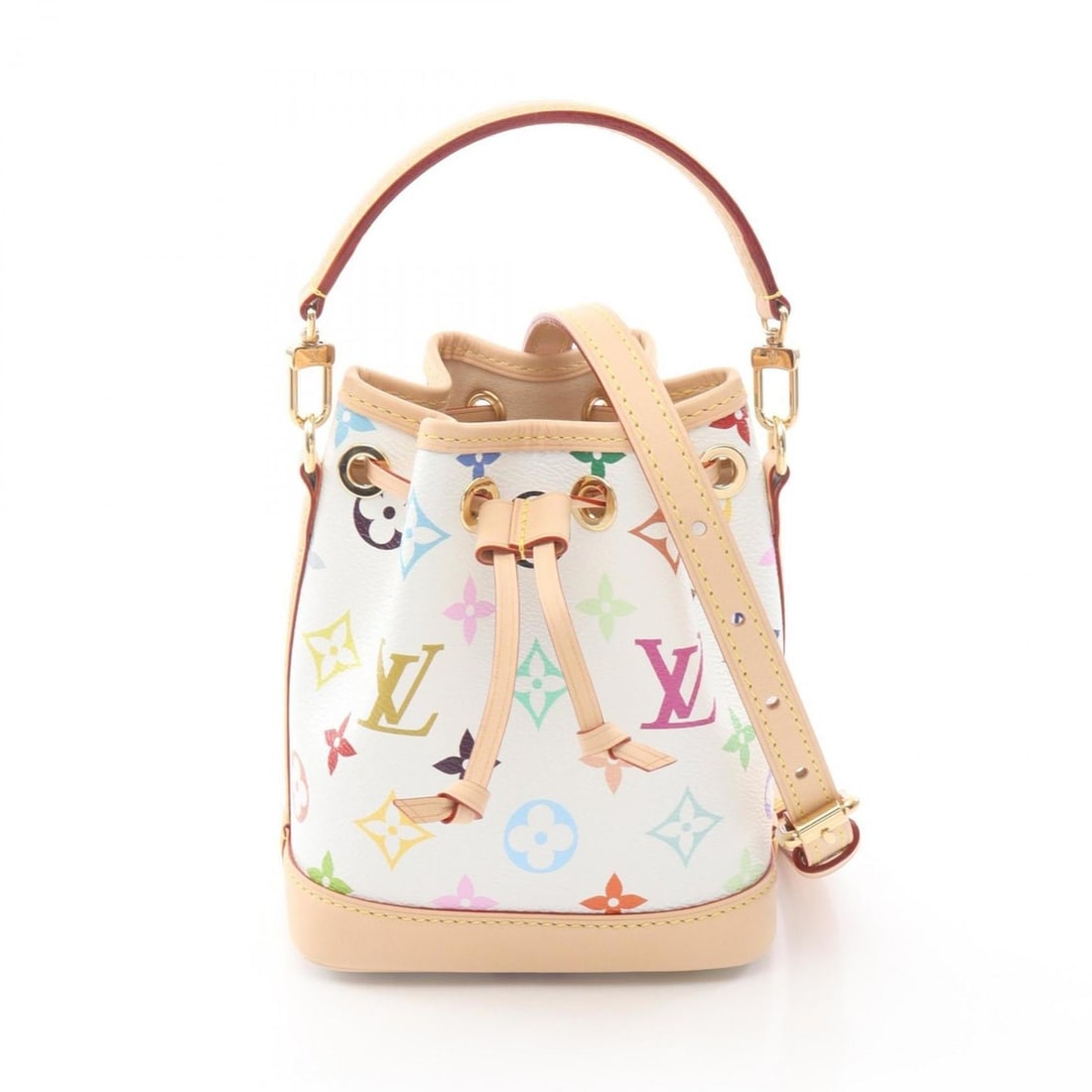 Louis Vuitton LV x TM Nano Noé Handbag, Coated Canvas and Leather, Monogram Multicolor, Women's,: --- Catalog ---Category: SizeSize (HxWxD): 16cm x 13cm x 10cm / 6.29'' x 5.11'' x 3.93''Category: DesignType: HandbagColor: WhiteGender: WomenMaterial: Coated canvas , Leather Category: GeneralMPN: M2