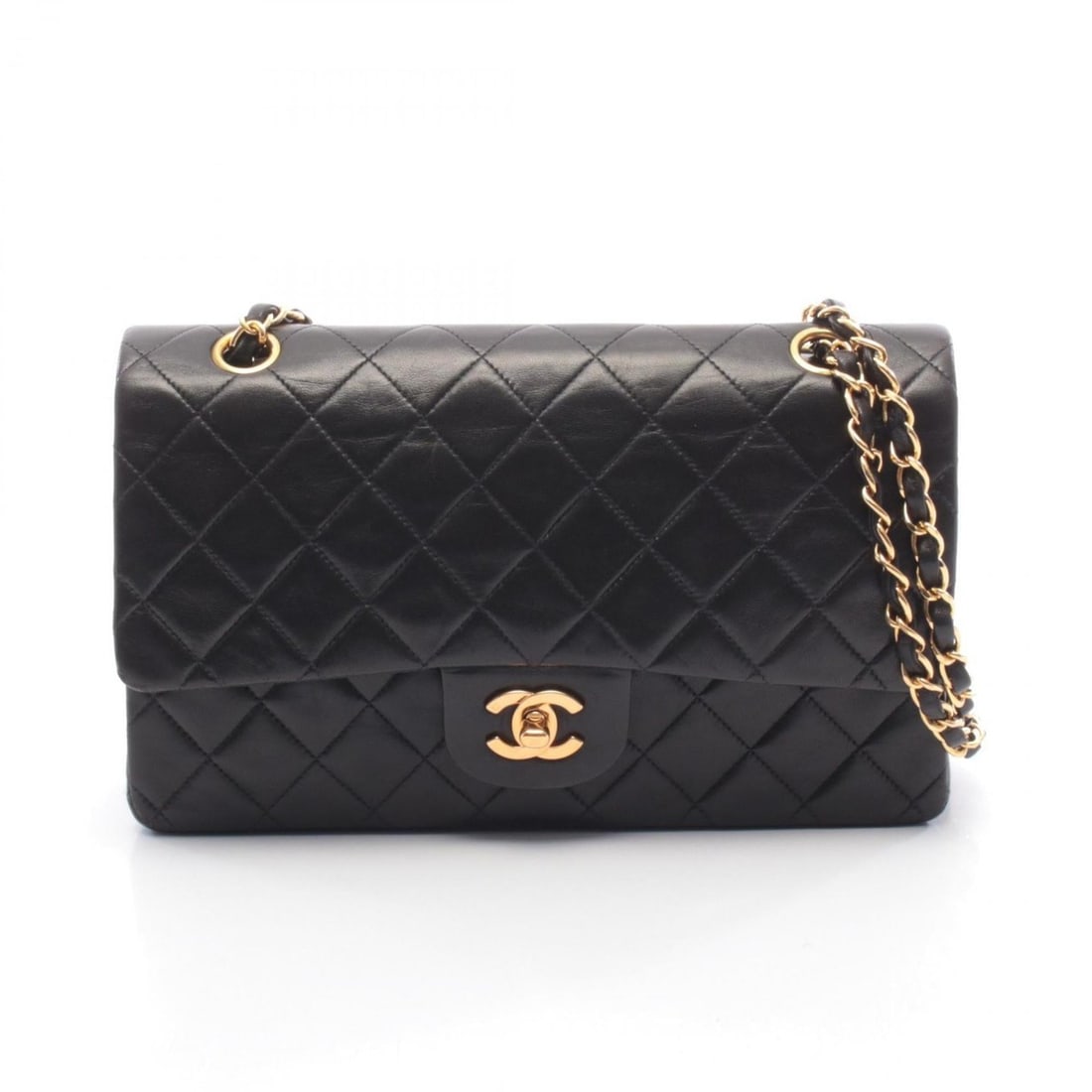 Chanel Matelassé Double Flap Shoulder Bag/Handbag, Lambskin Leather, Women's, Black: --- Catalog ---Category: SizeSize (HxWxD): 16cm x 25cm x 6.5cm / 6.29'' x 9.84'' x 2.55''Category: DesignType: Handbag, Shoulder bagColor: BlackGender: WomenMaterial: Leather Hardware Color: GoldLeath