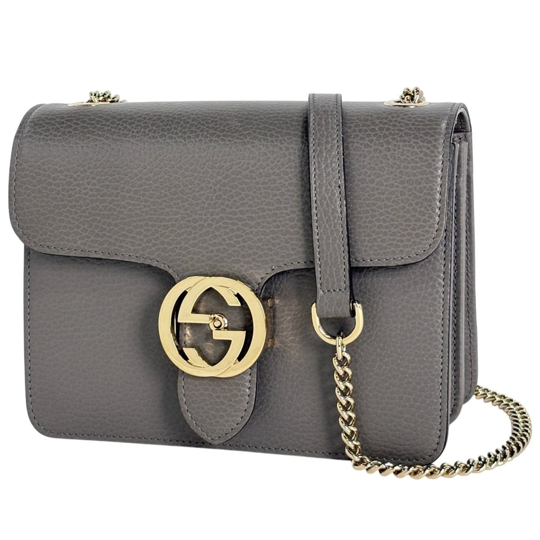 Gucci Interlocking G Chain Shoulder Bag, Crossbody Leather, Gray, 510304, Women's: --- Catalog ---Category: SizeSize (HxWxD): 15cm x 20cm x 8cm / 5.9'' x 7.87'' x 3.14''Category: DesignType: Shoulder bagColor: GrayGender: WomenMaterial: Leather Category: GeneralBrand: Gucci--- Item
