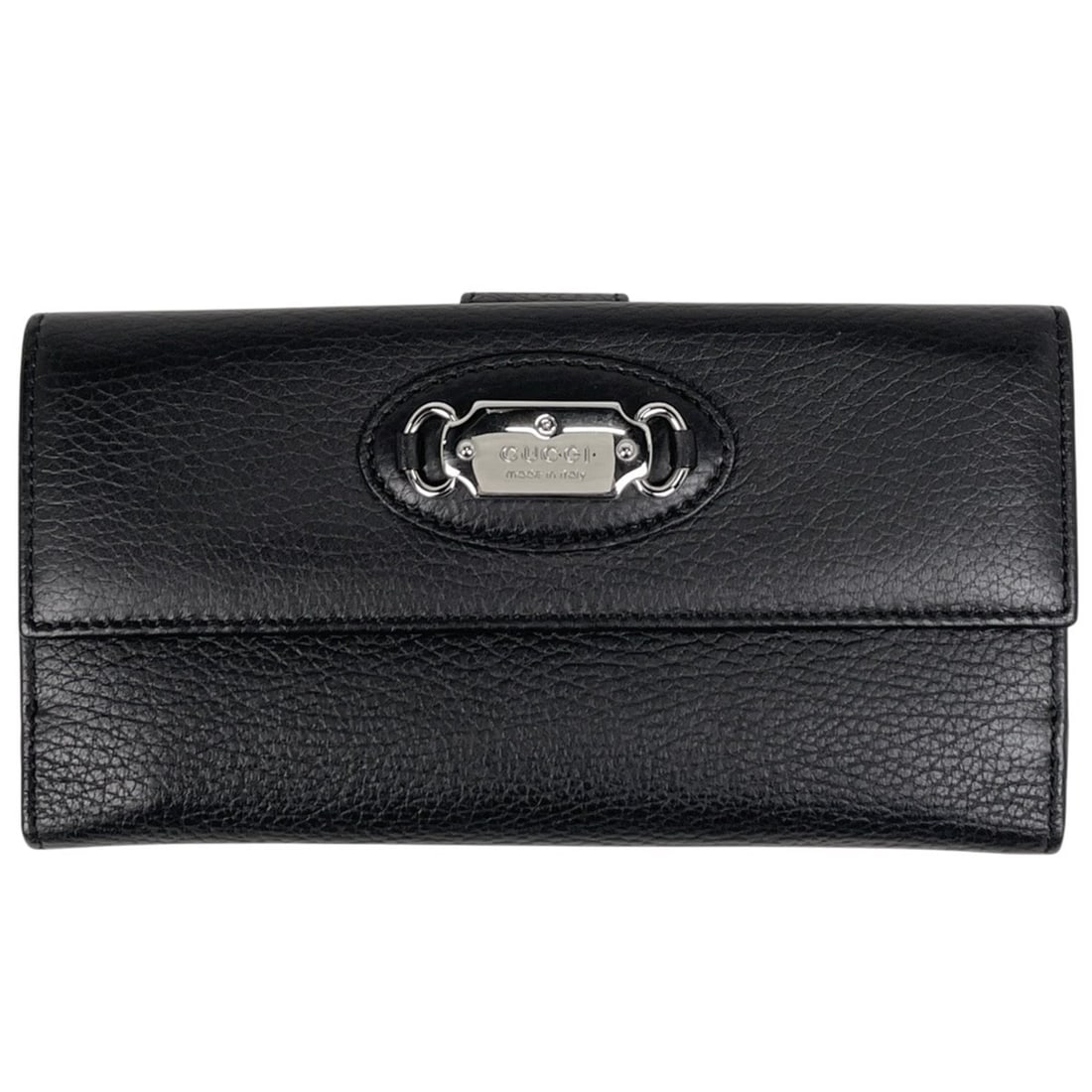 Gucci Logo Long Wallet with Bill Compartment and Coin Purse, Tri-fold Leather Wallet, Black, 231841, (1 of 8)