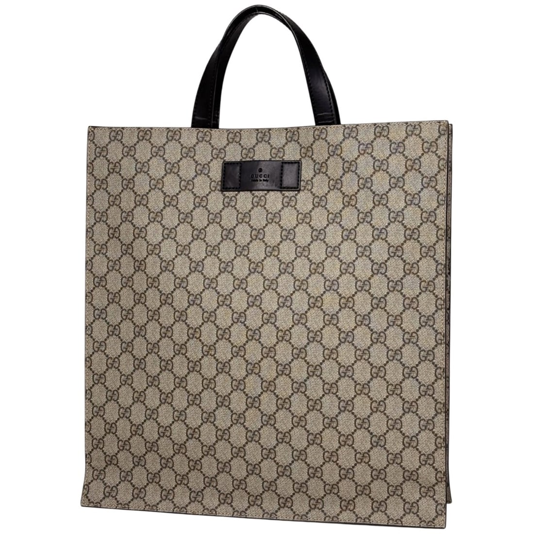 Gucci GG Print Tote Bag, Handbag, Coated Canvas, Beige, Black, 456217, Women's: --- Catalog ---Category: SizeSize (HxWxD): 38cm x 35.5cm x 8cm / 14.96'' x 13.97'' x 3.14''Category: DesignType: Handbag, Tote bagColor: Beige, BlackGender: WomenMaterial: Coated canvas , Leather Cate