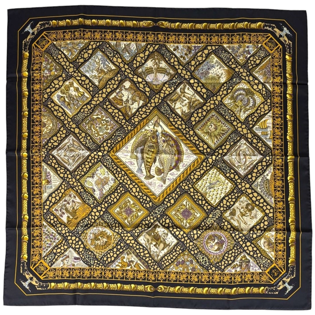 Hermes Hermès Carré 90 Mare Nostrum Our Sea Silk Scarf in Black and Multicolor for Women (1 of 7)