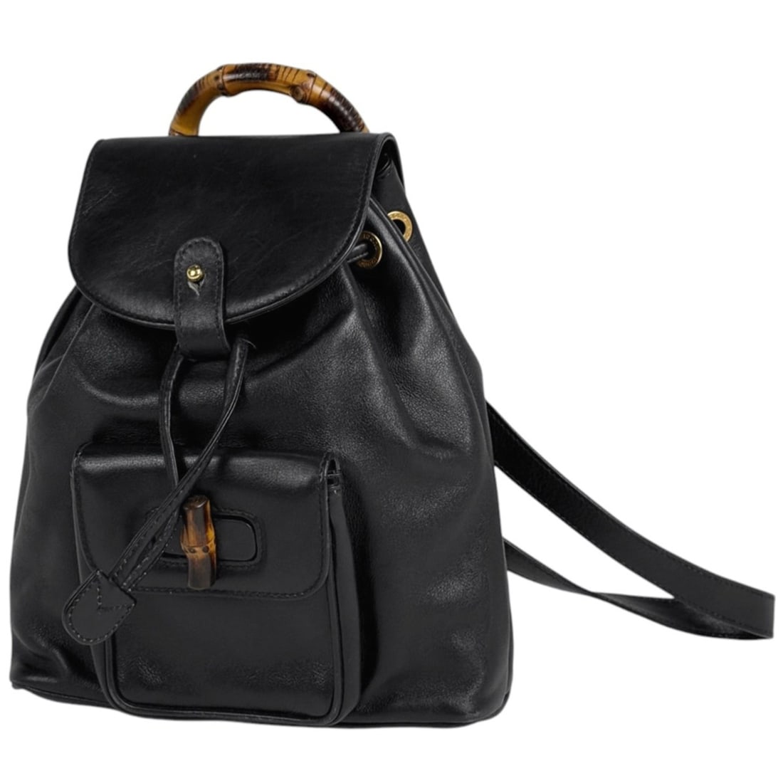 Gucci Bamboo Mini Backpack/Daypack, Old 00317050030, Leather, Black, Women's: --- Catalog ---Category: SizeSize (HxWxD): 23cm x 21cm x 7cm / 9.05'' x 8.26'' x 2.75''Category: DesignType: BackpackColor: BlackGender: WomenMaterial: Leather Category: GeneralLine: BambooBrand: Gucc