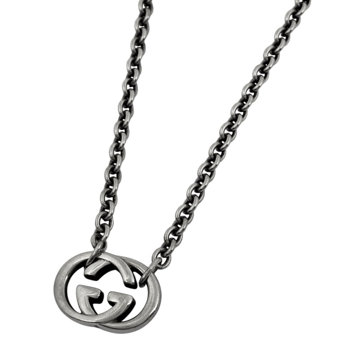 Gucci GG logo chain necklace with interlocking G design in 925 silver for women. (1 of 9)