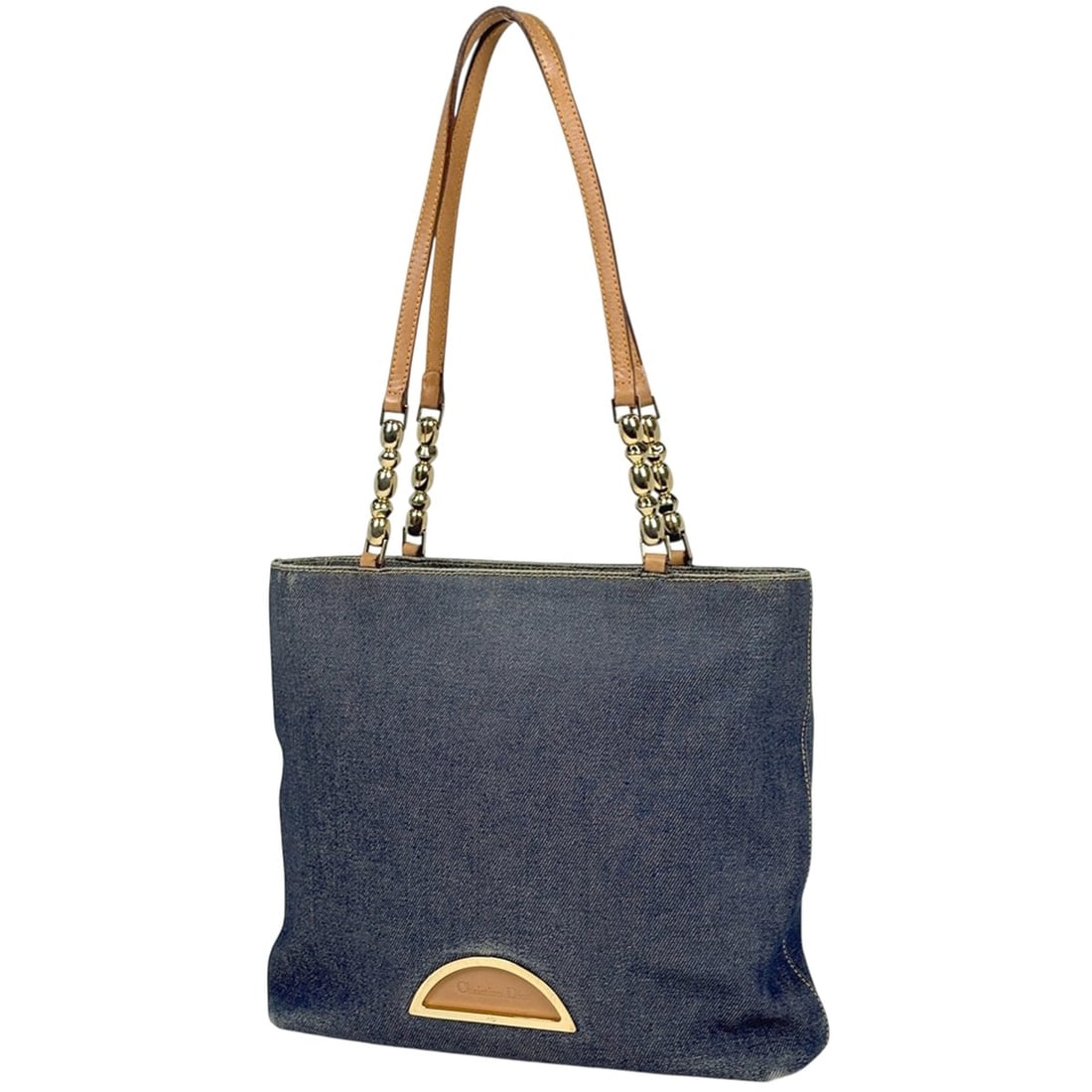 Christian Dior Maris Pearl Tote Bag with Logo Shoulder in Denim Blue and Brown for Women: --- Catalog ---Category: SizeSize (HxWxD): 26cm x 29cm x 8cm / 10.23'' x 11.41'' x 3.14''Category: DesignType: Shoulder bag, Tote bagColor: Blue, BrownGender: WomenMaterial: Denim , Leather Category: