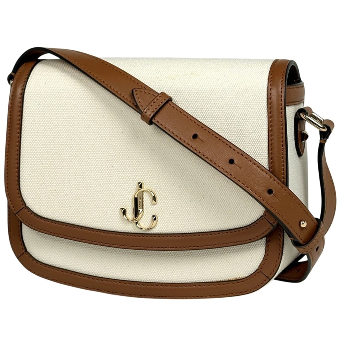 JIMMY CHOO logo shoulder bag, satchel, crossbody, canvas, white and brown, women's: --- Catalog ---Category: SizeSize (HxWxD): 16cm x 21cm x 7cm / 6.29'' x 8.26'' x 2.75''Category: DesignType: Shoulder bagColor: Brown, WhiteGender: WomenMaterial: Canvas , Leather Category: GeneralBra